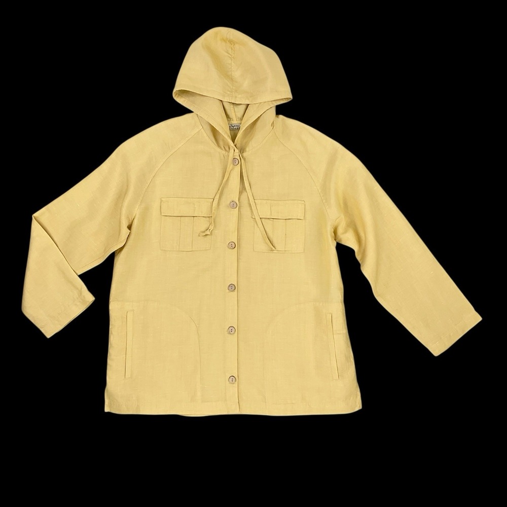 Tommy Bahama Jacket Women Small Button Front Linen Tencel Shirt Hooded Pockets